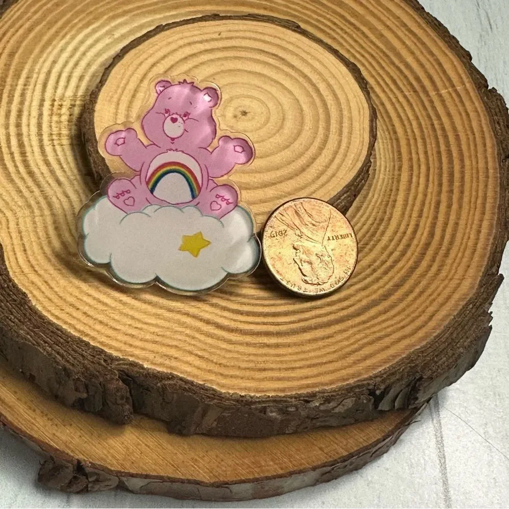 Cheer Pink Bear Acrylic Pin/ Brooch